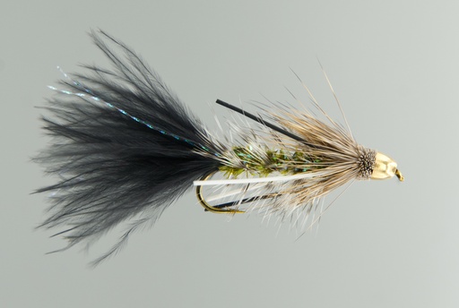 NEPTUNE FLIES - Black/Olive Conehead Bow River Bugger (STREAMER)